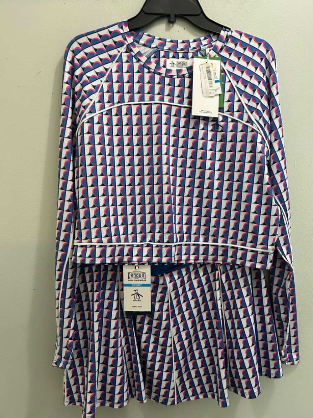 Original Penguin Blue, White & Pink Geometric Sport Top - Picture 2 of 4